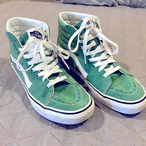VANS High top Skater Shoes; Size W9/M7.5, Color: Light Green/White